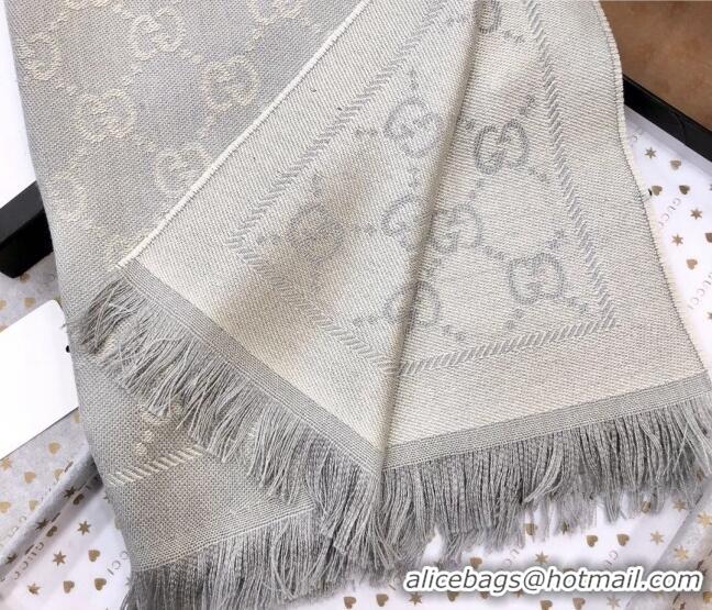 Super Quality Gucci GG Wool Long Scarf 48x180cm 0803 Light Grey 2023