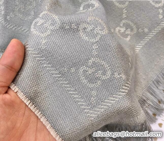 Super Quality Gucci GG Wool Long Scarf 48x180cm 0803 Light Grey 2023