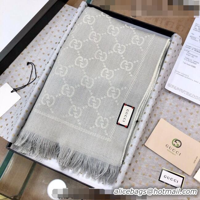 Super Quality Gucci GG Wool Long Scarf 48x180cm 0803 Light Grey 2023