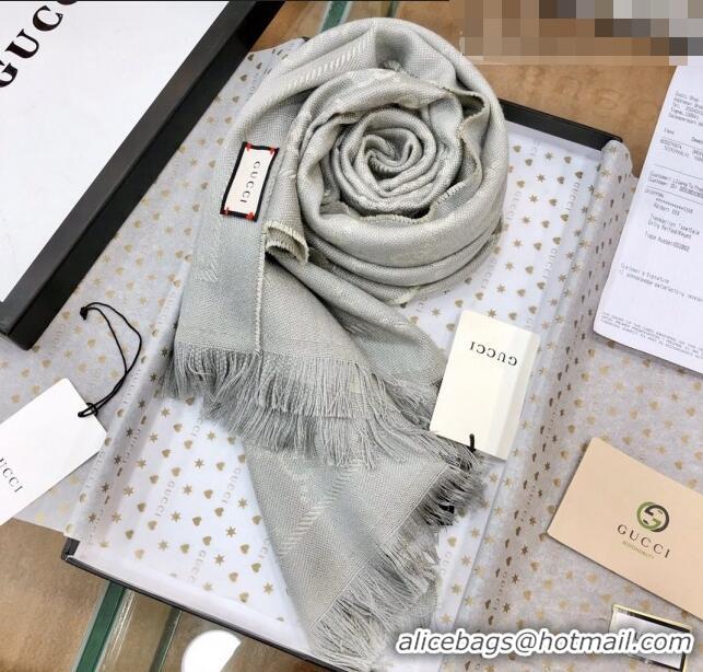 Super Quality Gucci GG Wool Long Scarf 48x180cm 0803 Light Grey 2023