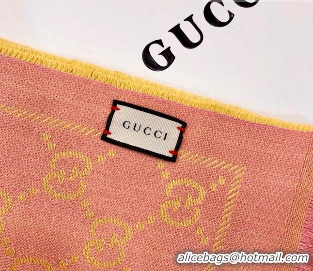 Buy Fashionable Gucci GG Wool Long Scarf 48x180cm 0803 Pink/Yellow 2023