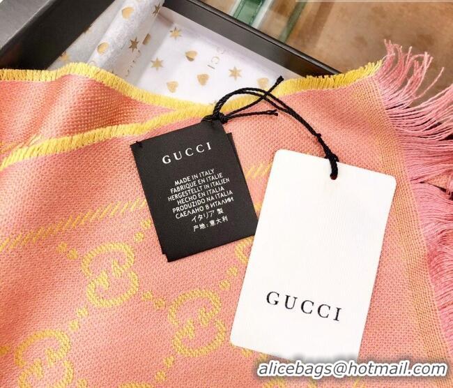 Buy Fashionable Gucci GG Wool Long Scarf 48x180cm 0803 Pink/Yellow 2023