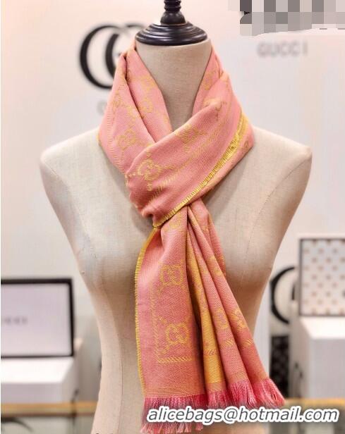 Buy Fashionable Gucci GG Wool Long Scarf 48x180cm 0803 Pink/Yellow 2023