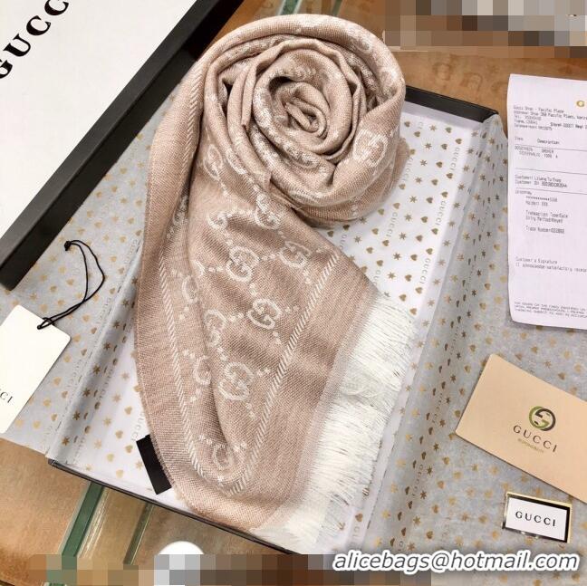 Affordable Price Gucci GG Wool Long Scarf 48x180cm 0803 Beige 2023