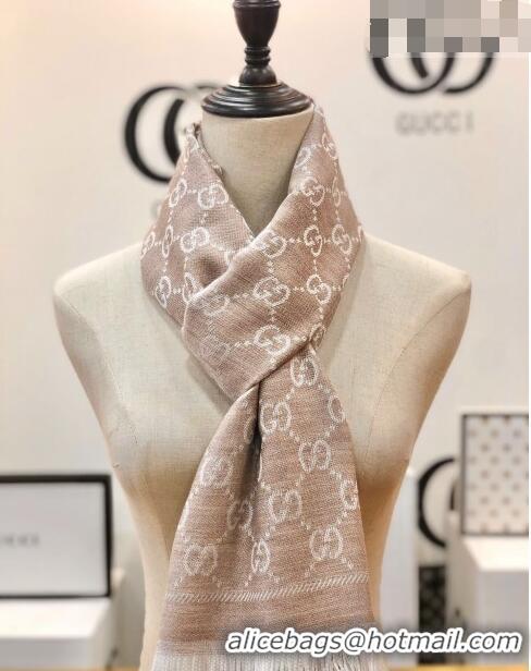 Affordable Price Gucci GG Wool Long Scarf 48x180cm 0803 Beige 2023