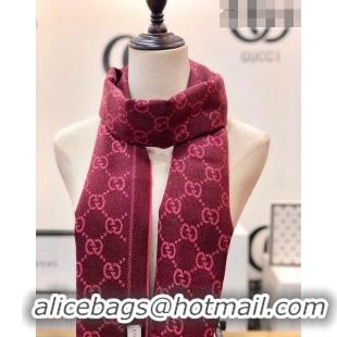 Low Cost Gucci GG Wool Long Scarf 48x180cm 0803 Burgundy 2023