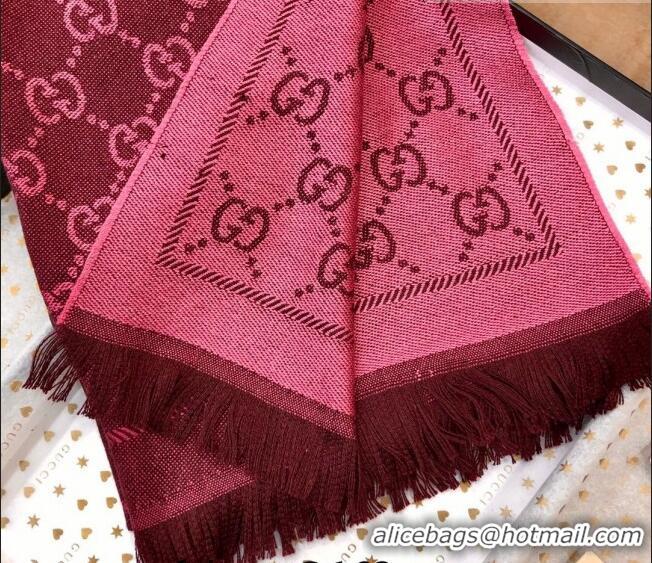 Low Cost Gucci GG Wool Long Scarf 48x180cm 0803 Burgundy 2023