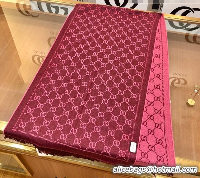 Low Cost Gucci GG Wool Long Scarf 48x180cm 0803 Burgundy 2023