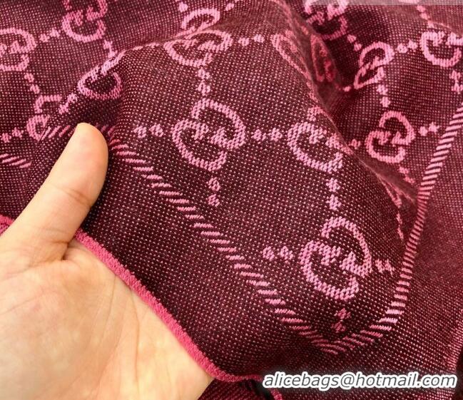 Low Cost Gucci GG Wool Long Scarf 48x180cm 0803 Burgundy 2023