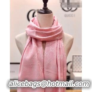 Buy Luxury Gucci GG Wool Long Scarf 48x180cm 0803 Light Pink 2023