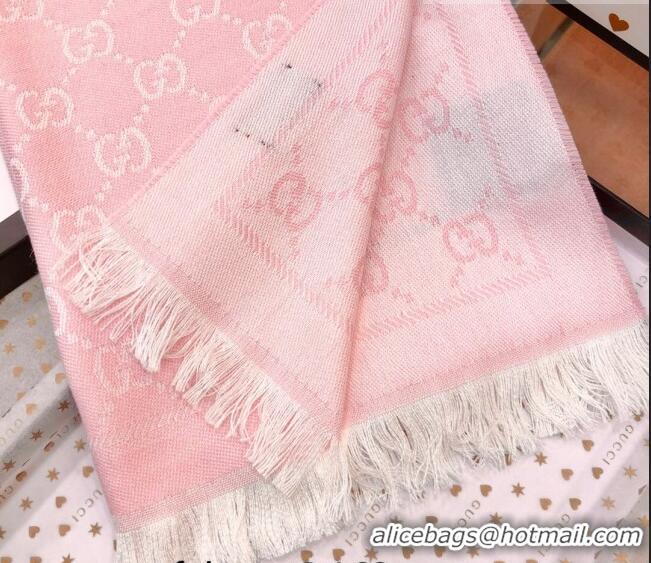 Buy Luxury Gucci GG Wool Long Scarf 48x180cm 0803 Light Pink 2023