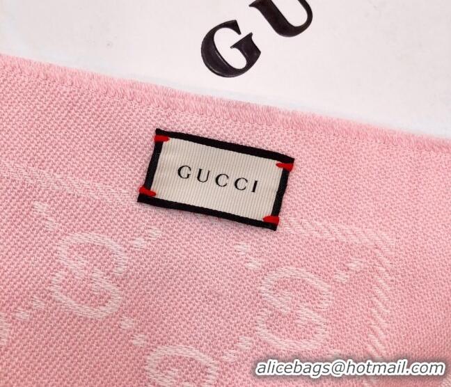 Buy Luxury Gucci GG Wool Long Scarf 48x180cm 0803 Light Pink 2023