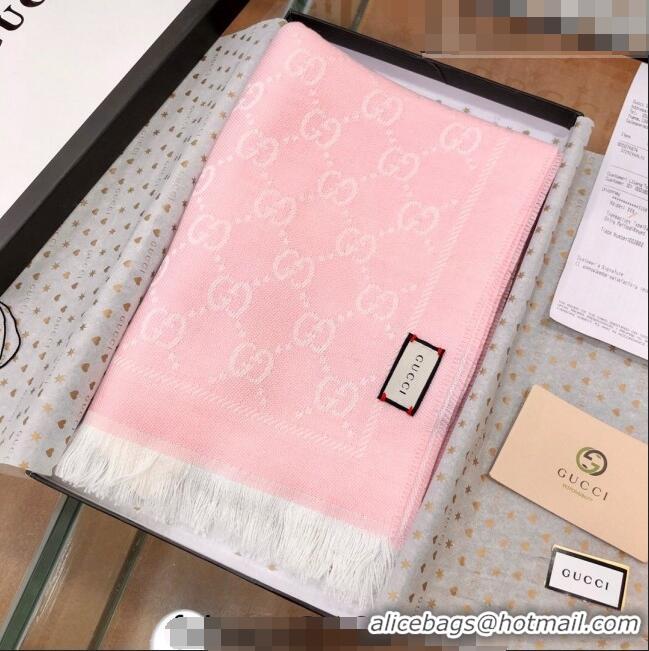 Buy Luxury Gucci GG Wool Long Scarf 48x180cm 0803 Light Pink 2023