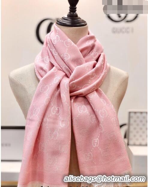 Buy Luxury Gucci GG Wool Long Scarf 48x180cm 0803 Light Pink 2023