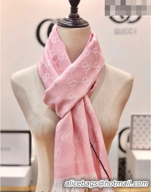 Buy Luxury Gucci GG Wool Long Scarf 48x180cm 0803 Light Pink 2023