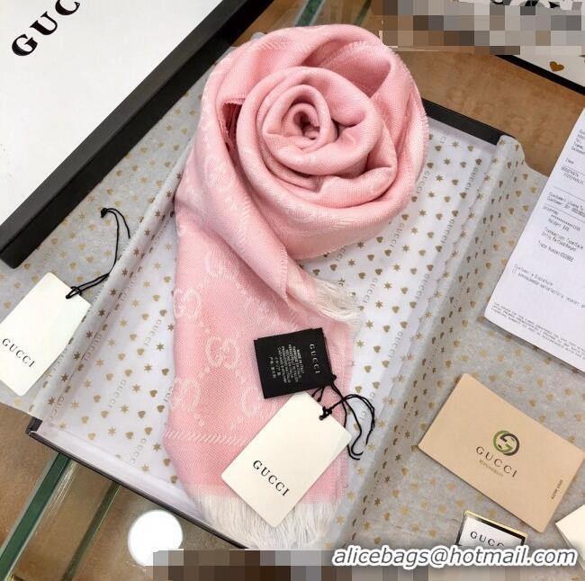 Buy Luxury Gucci GG Wool Long Scarf 48x180cm 0803 Light Pink 2023