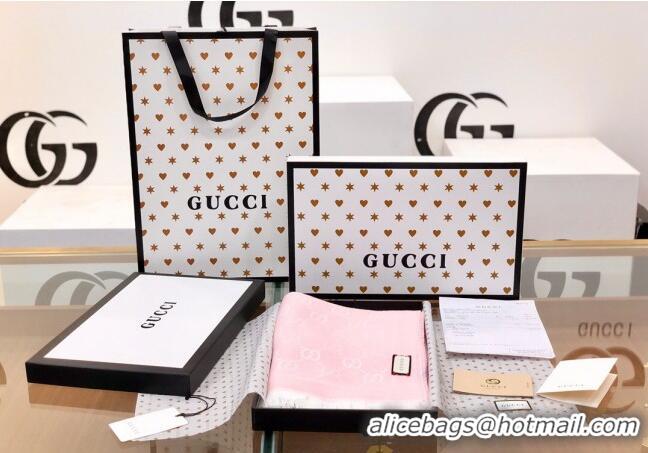 Buy Luxury Gucci GG Wool Long Scarf 48x180cm 0803 Light Pink 2023