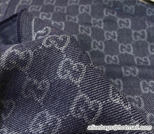 Super Quality Gucci Men's GG Wool Long Scarf 70x200cm 0803 Dark Blue 2023