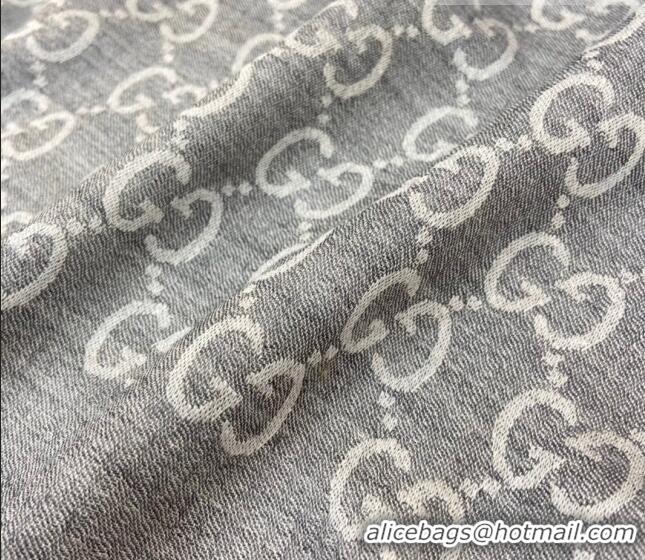 Top Grade Gucci Men's GG Wool Long Scarf 70x200cm G0803 Grey 2023