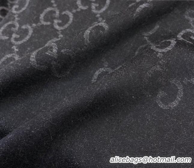 Low Cost Gucci Men's GG Wool Long Scarf 70x200cm 0803 Black 2023