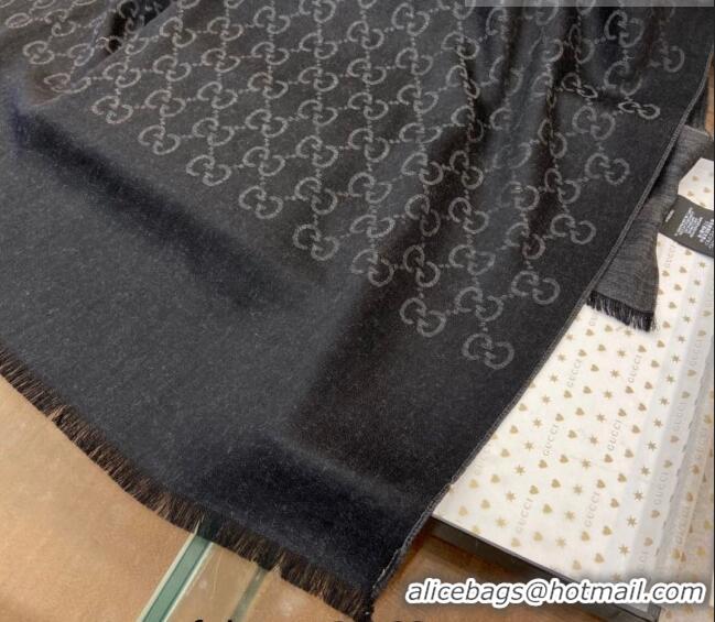 Low Cost Gucci Men's GG Wool Long Scarf 70x200cm 0803 Black 2023