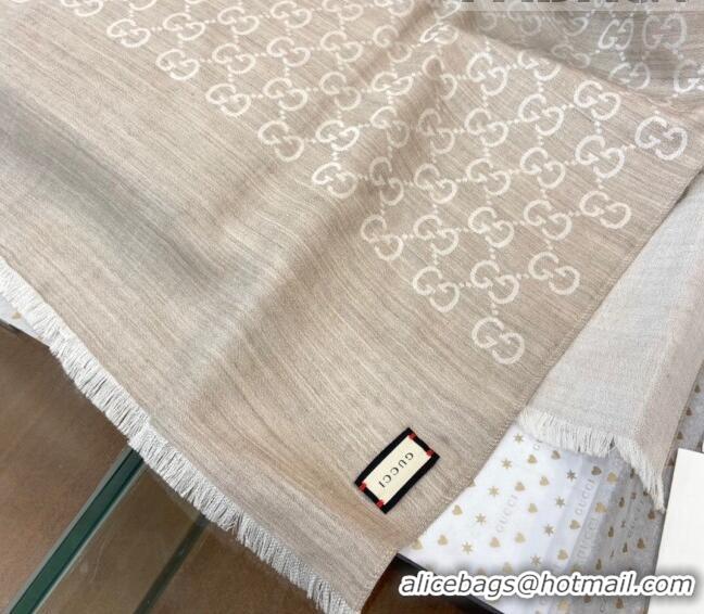 Well Crafted Gucci Men's GG Wool Long Scarf 70x200cm G0803 Beige 2023