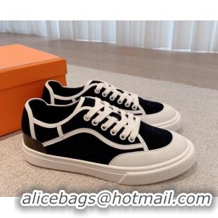 Best Grade Hermes Get Low-top Sneakers in Suede and Calfskin White/Black 620137