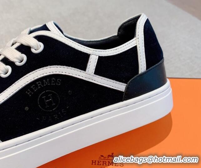 Best Grade Hermes Get Low-top Sneakers in Suede and Calfskin White/Black 620137