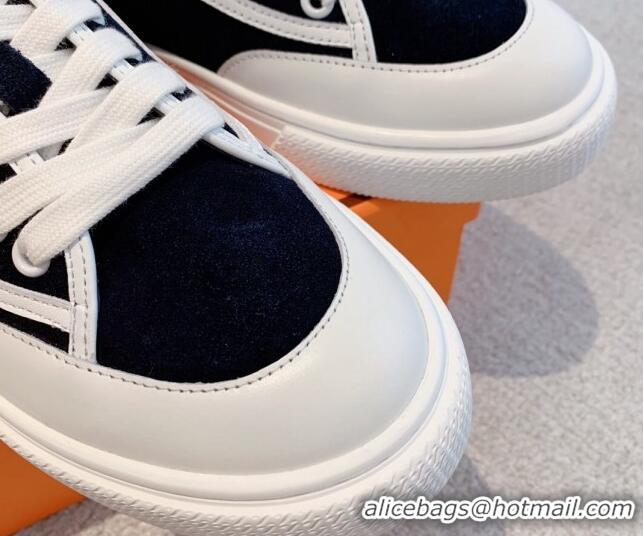 Best Grade Hermes Get Low-top Sneakers in Suede and Calfskin White/Black 620137