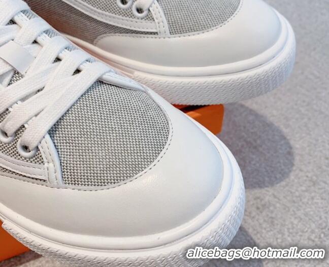 Good Looking Hermes Get Low-top Sneakers in Canvas and Calfskin Grey/Black Tab 620141