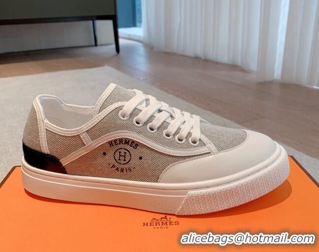 Good Looking Hermes Get Low-top Sneakers in Canvas and Calfskin Grey/Black Tab 620141