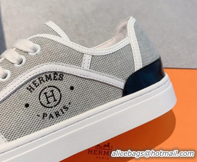 Good Looking Hermes Get Low-top Sneakers in Canvas and Calfskin Grey/Black Tab 620141