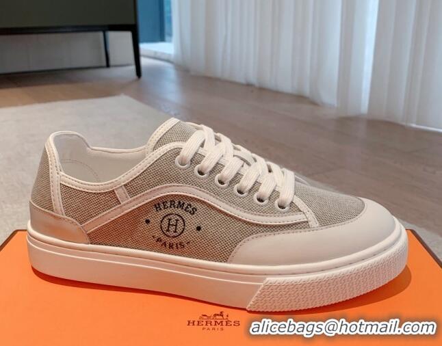 Purchase Hermes Get Low-top Sneakers in Canvas and Calfskin Grey/White Tab 620142