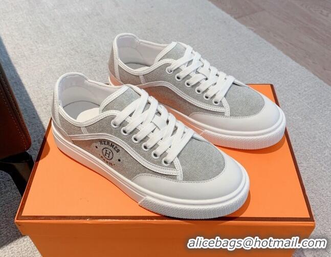 Purchase Hermes Get Low-top Sneakers in Canvas and Calfskin Grey/White Tab 620142