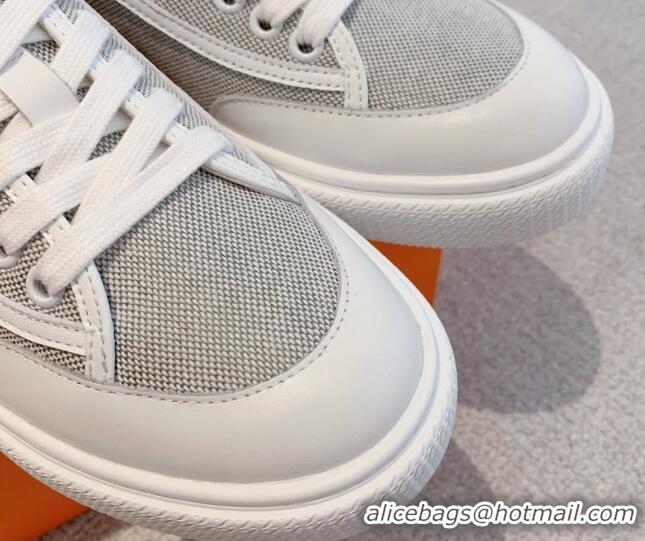 Purchase Hermes Get Low-top Sneakers in Canvas and Calfskin Grey/White Tab 620142