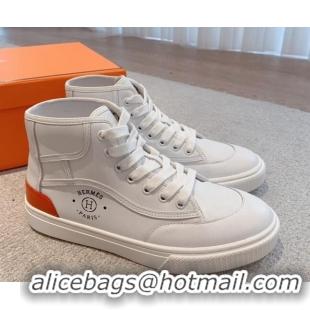 Durable Hermes Get Up High-top Sneakers in Calfskin White 620150