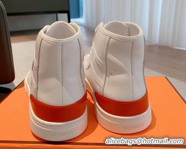 Durable Hermes Get Up High-top Sneakers in Calfskin White 620150