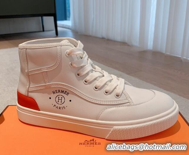 Durable Hermes Get Up High-top Sneakers in Calfskin White 620150