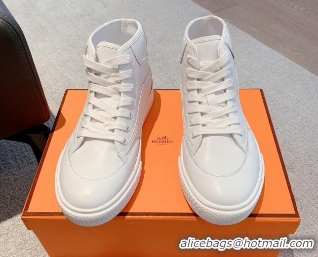 Durable Hermes Get Up High-top Sneakers in Calfskin White 620150