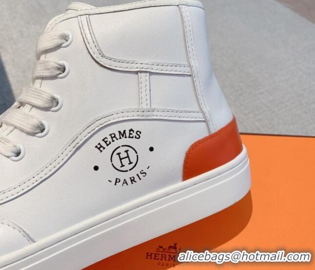 Durable Hermes Get Up High-top Sneakers in Calfskin White 620150