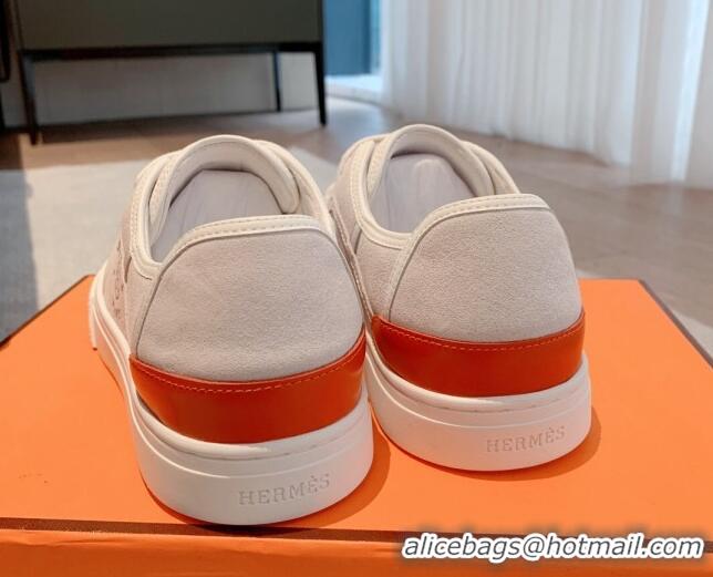 Grade Quality Hermes Get Low-top Sneakers in Suede and Calfskin Light Grey 620146 