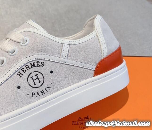 Grade Quality Hermes Get Low-top Sneakers in Suede and Calfskin Light Grey 620146 