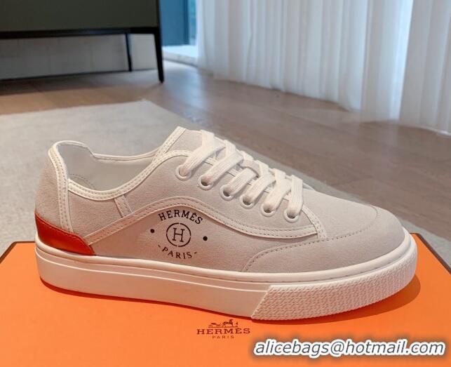 Grade Quality Hermes Get Low-top Sneakers in Suede and Calfskin Light Grey 620146 