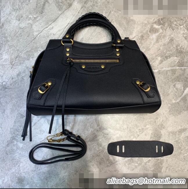 Top Grade Balenciaga Neo Classic Small Bag in Grained Calfskin 638511 Black/Gold