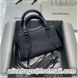 Low Cost Balenciaga Neo Classic Mini Bag in Grained Calfskin 638512 All Black