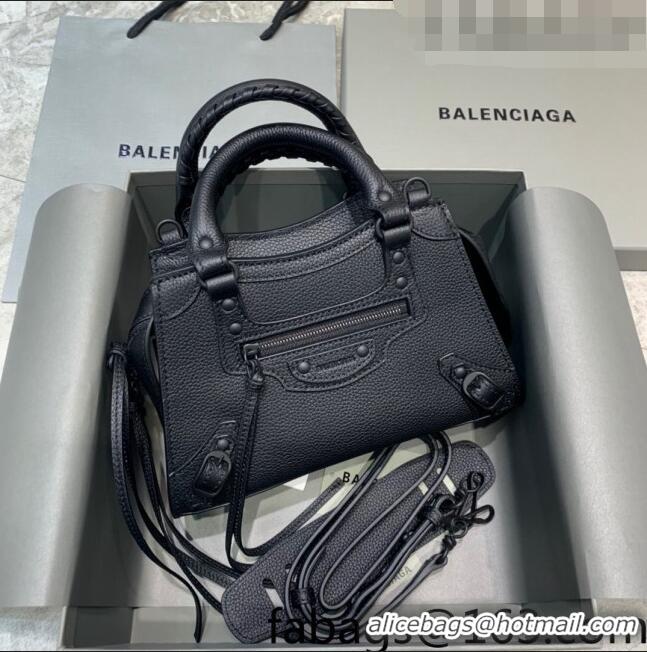 Low Cost Balenciaga Neo Classic Mini Bag in Grained Calfskin 638512 All Black