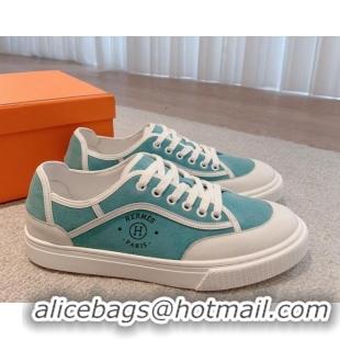 Good Product Hermes Get Low-top Sneakers in Suede and Calfskin Light Blue/White 620151