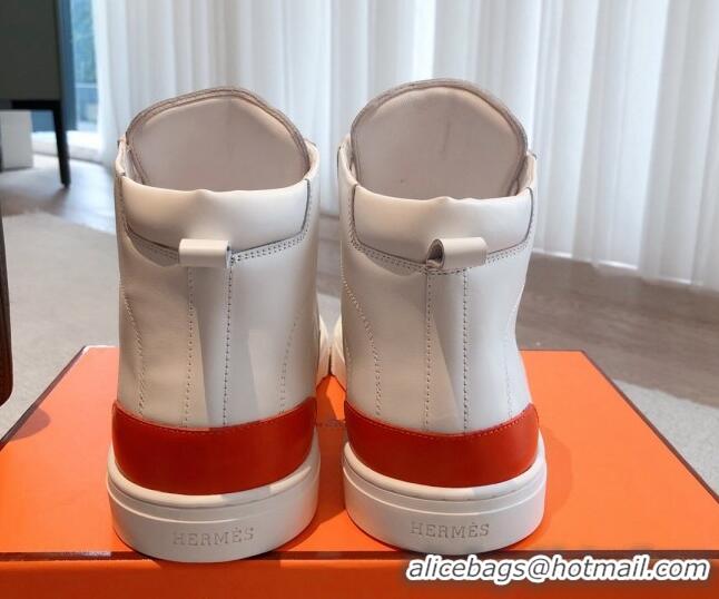 Stylish Hermes District Calfskin High Top Sneakers White 625004