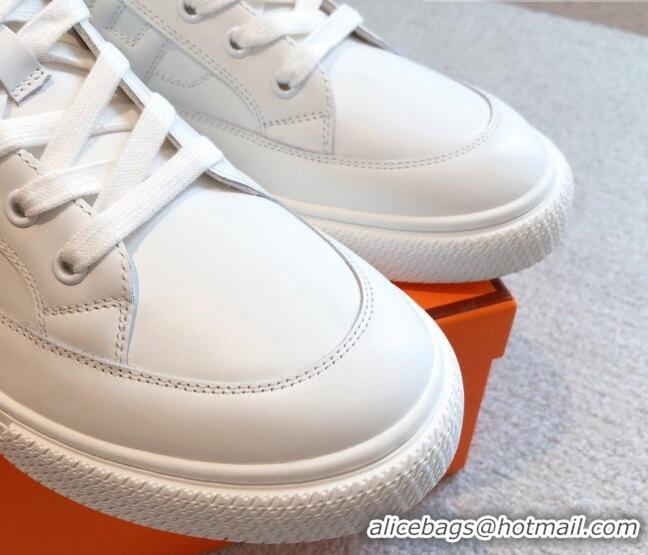 Stylish Hermes District Calfskin High Top Sneakers White 625004