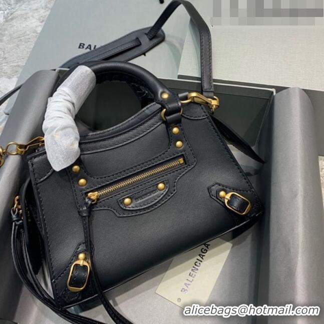 Promotional Balenciaga Neo Classic Mini Top Handle Bag in Smooth Calfskin 10439 Black/Gold